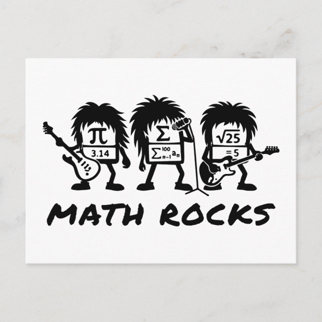 Math Rocks Academic Rock Band Humor Postcard (Front)