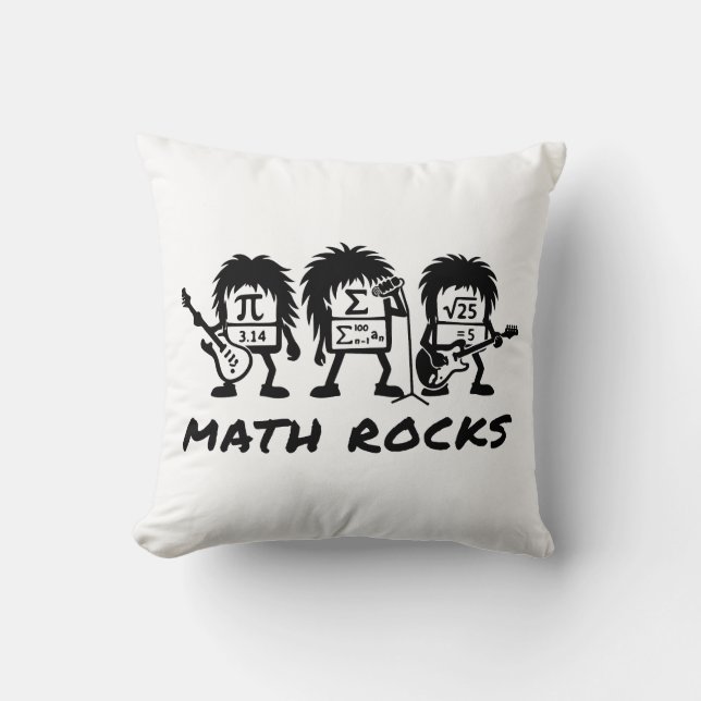 Math Rocks Academic Rock Band Humor Throw Pillow (Front)