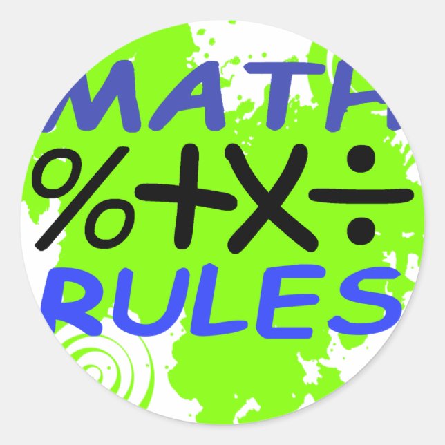 Math Rules Classic Round Sticker (Front)