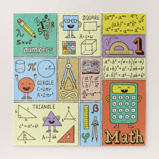 Math science, colourful vintage banners. jigsaw puzzle (Vertical)