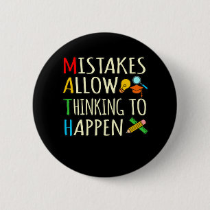 Math Student Mistakes Mathematics Maths Teacher 2 Inch Round Button