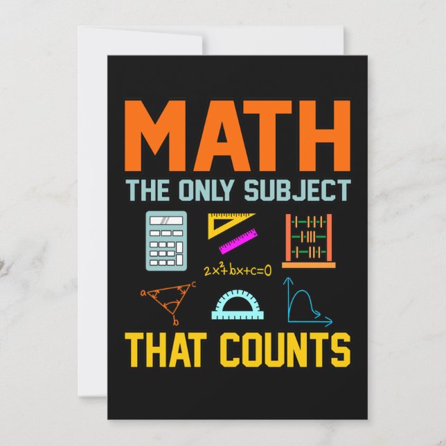 Math Subject Counts Mathematic Maths Teacher Thank You Card (Front)