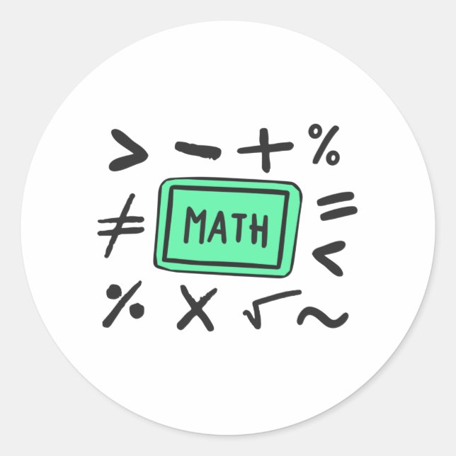Math symbols for Students and Parents Classic Round Sticker (Front)