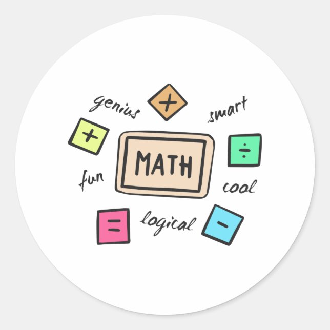 Math symbols for Students and Parents Classic Round Sticker (Front)
