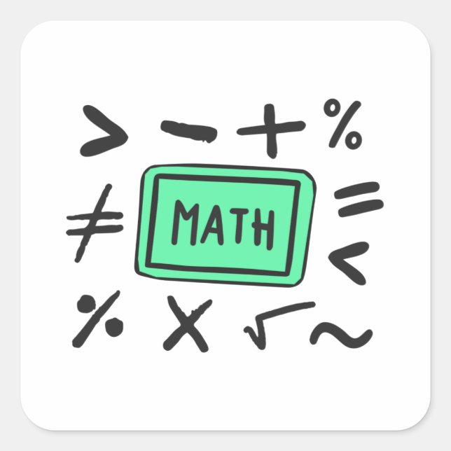 Math symbols for Students and Parents Square Sticker (Front)