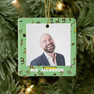 Math Symbols Frame Teacher   Ceramic Ornament
