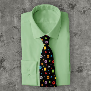 Math Symbols in Colorful Circles Pattern on Black Tie
