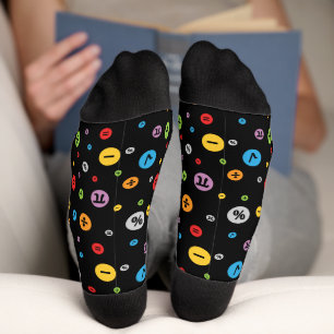 Math Symbols in Colourful Circles Pattern Socks
