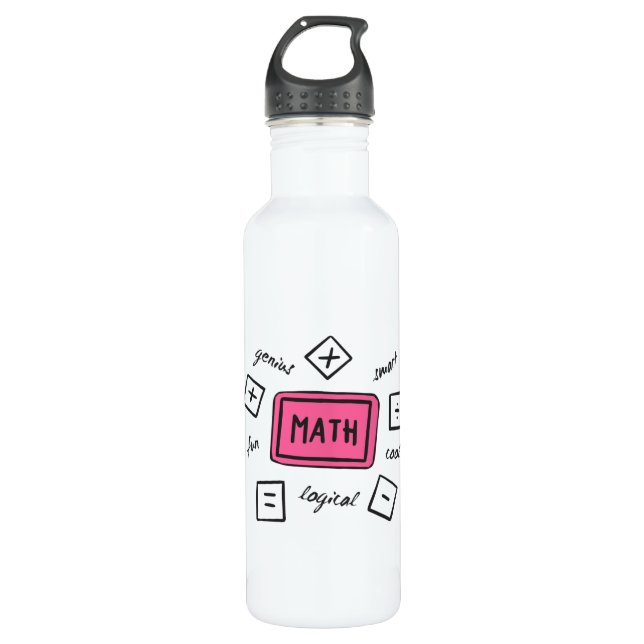 Math symbols Students and Parents 710 Ml Water Bottle (Front)