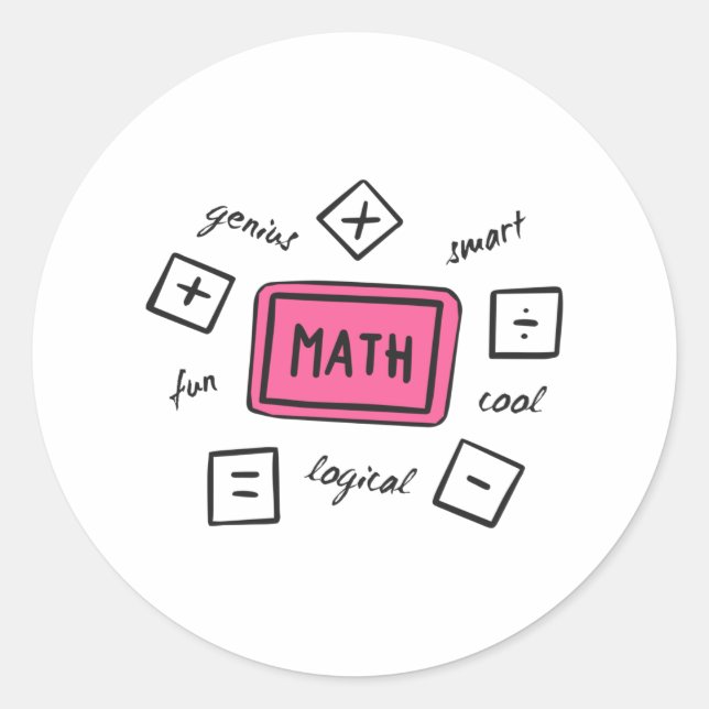 Math symbols Students and Parents Classic Round Sticker (Front)