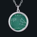 math teacher algebra geek silver plated necklace<br><div class="desc">"math teacher algebra geek""back to school"
"geeky wedding "" geek wedding " "nerd wedding "" nerdy wedding ""hipster wedding ""funny wedding "  "green geek ""green nerd""retro wedding "geek nerd nerdy hipster art drawing  retro funny gag joke birthday gift present minimalist 
green white chalk chalkboard tutor mathlete geeky school</div>