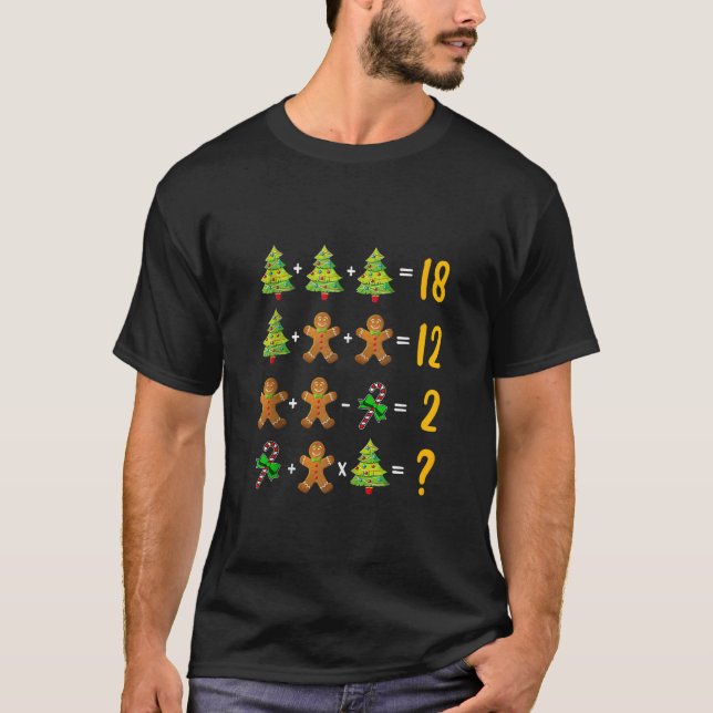 Math Teacher And Geeks Christmas Tree Gingerbread  T-Shirt (Front)