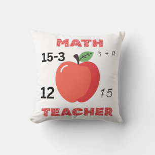 Math teacher apple design funny math teacher shirt throw pillow