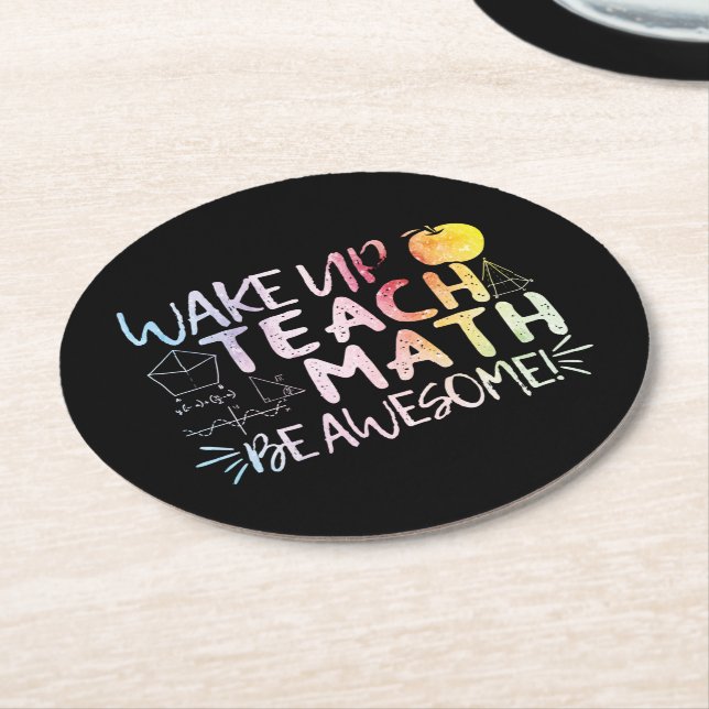 Math Teacher Appreciation - Be Awesome Round Paper Coaster (Angled)