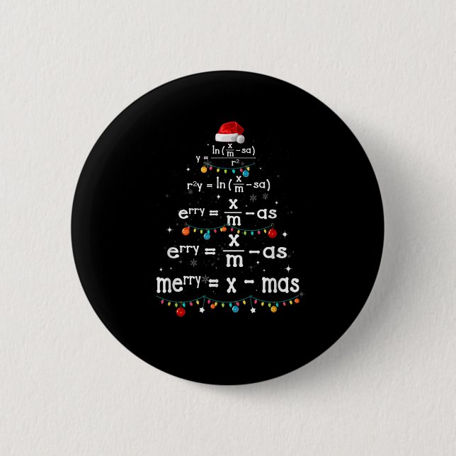 Math Teacher At Christmas  Math Merry Xmas Tree Ce 2 Inch Round Button (Front)