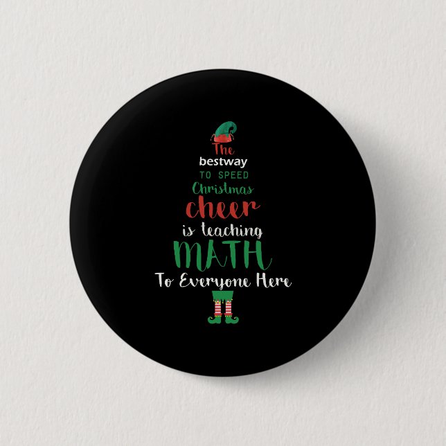 Math Teacher Christmas Elf Gift design 2 Inch Round Button (Front)