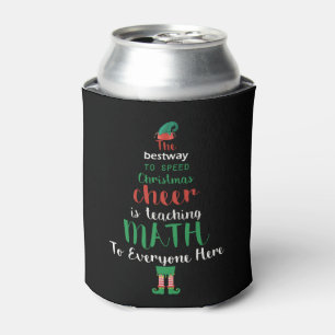 Math Teacher Christmas Elf Gift design Can Cooler