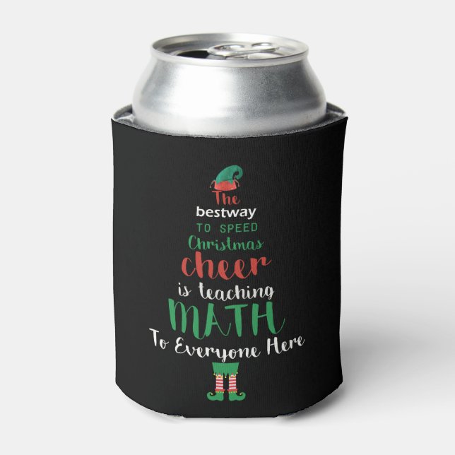 Math Teacher Christmas Elf Gift design Can Cooler (Can Front)