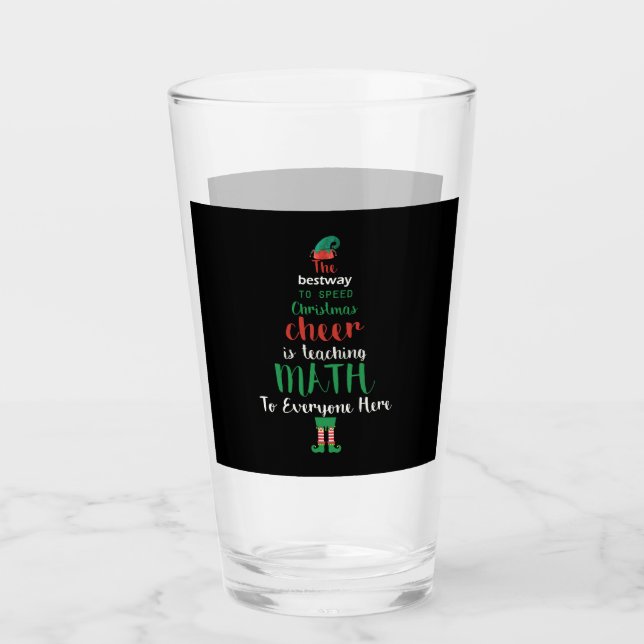 Math Teacher Christmas Elf Gift design Glass (Front)