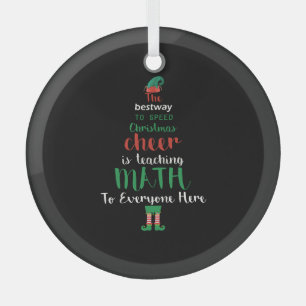 Math Teacher Christmas Elf Gift design Glass Ornament