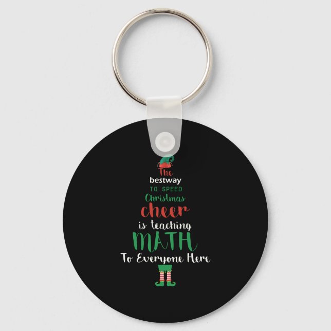 Math Teacher Christmas Elf Gift design Keychain (Front)