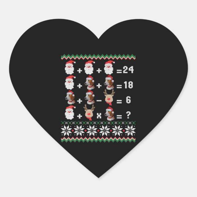 Math Teacher Christmas HARRIER Heart Sticker (Front)