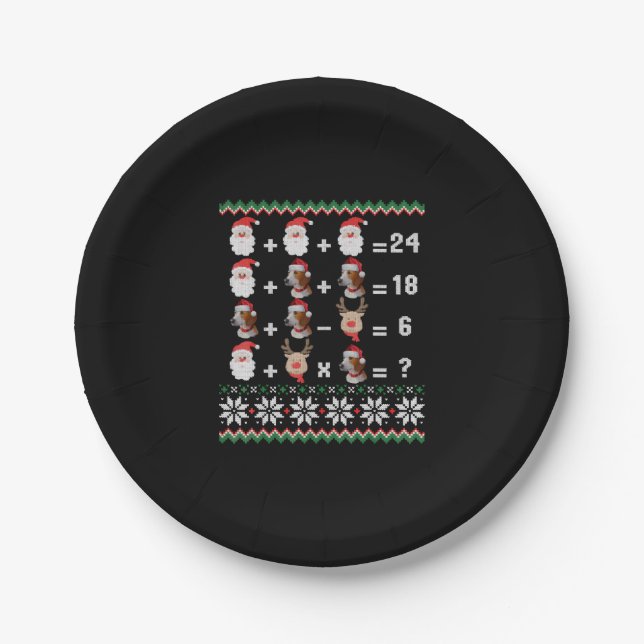 Math Teacher Christmas HARRIER Paper Plate (Front)