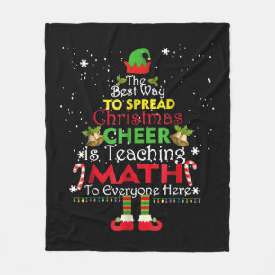 Math Teacher Christmas Shirt Elf Christmas Cheer Fleece Blanket