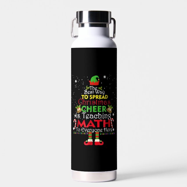 Math Teacher Christmas Shirt Elf Christmas Cheer Water Bottle (Front)
