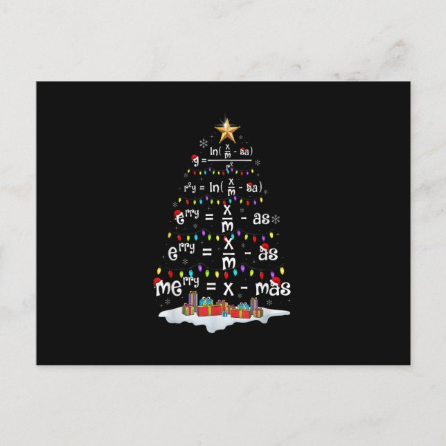 Math Teacher Christmas Tree Funny Christmas Math F Postcard (Front)