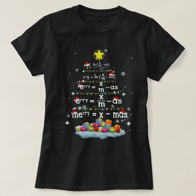Math Teacher Christmas Tree Funny Christmas Math f T-Shirt (Design Front)