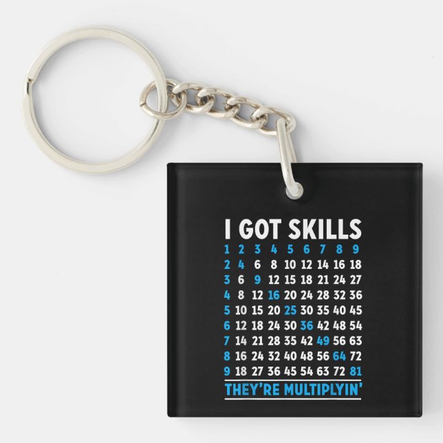 Math Teacher Class I Got Skills Theyre Multiplying Keychain (Front)