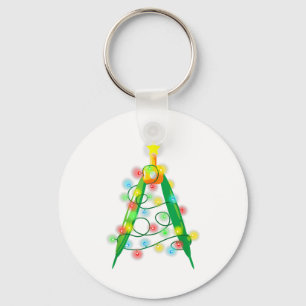 Math Teacher Comp Christmas Tree Lights School Geo Keychain