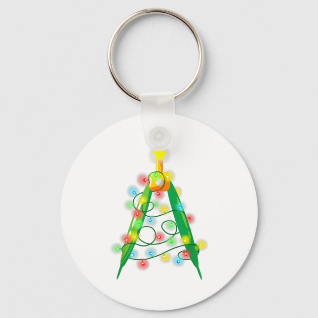 Math Teacher Comp Christmas Tree Lights School Geo Keychain (Front)