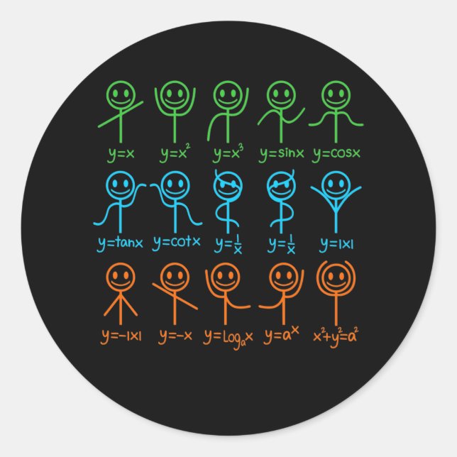 Math Teacher Dance Equation Mathematic Maths Classic Round Sticker (Front)