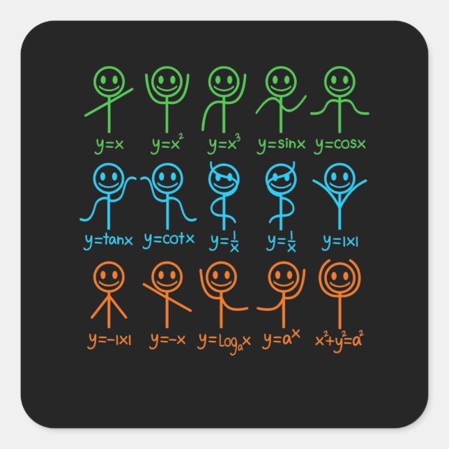 Math Teacher Dance Equation Mathematic Maths Square Sticker (Front)