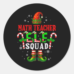 Math Teacher Elf Squad Xmas Elf Hat Shoes Funny Jo Classic Round Sticker