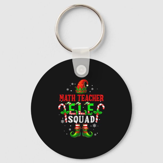 Math teacher elf squad xmas elf hat shoes funny keychain (Front)