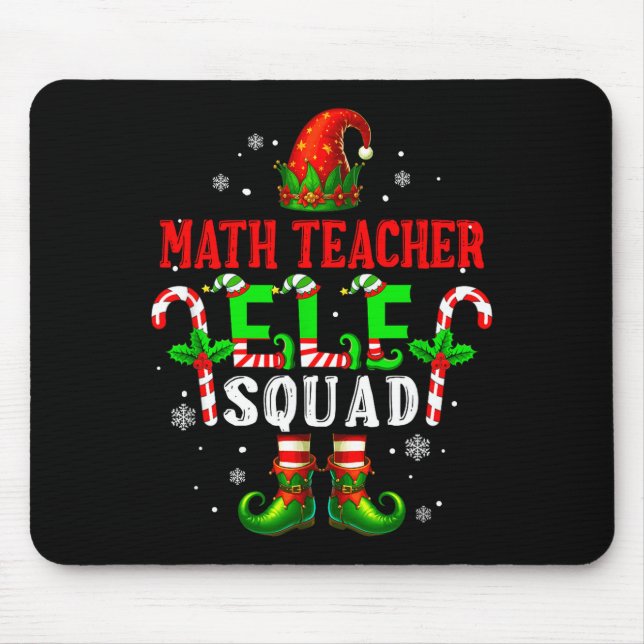 Math teacher elf squad xmas elf hat shoes funny mouse pad (Front)