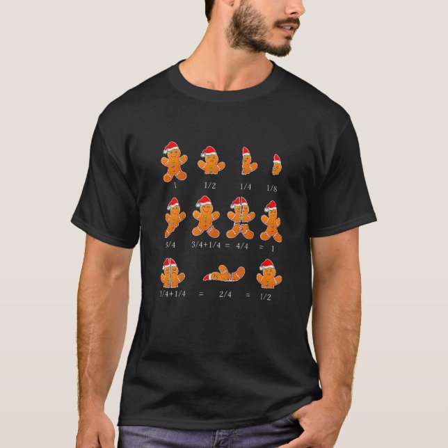Math Teacher Equation Gingerbread With Santa Hat C T-Shirt (Front)