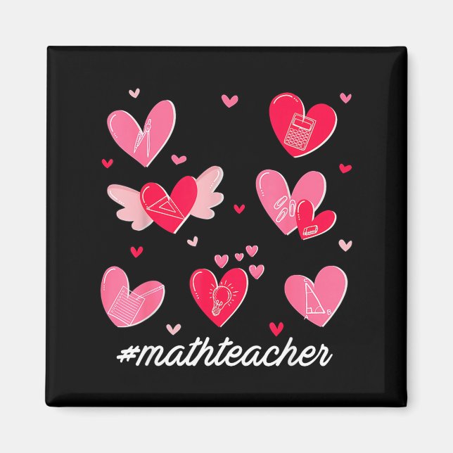 Math Teacher Heart Valentines Day Mathematics Teac Magnet (Front)