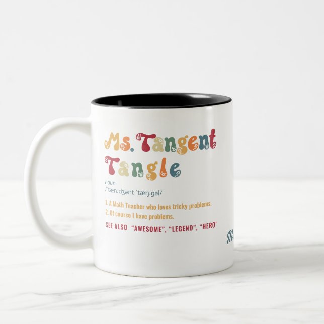 Math Teacher Humour Pun Definition Personalized Two-Tone Coffee Mug (Left)