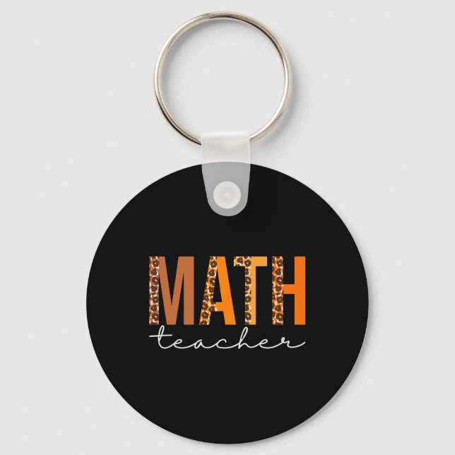 Math Teacher Leopard Squad Cute Fall Autumn Thanks Keychain (Front)