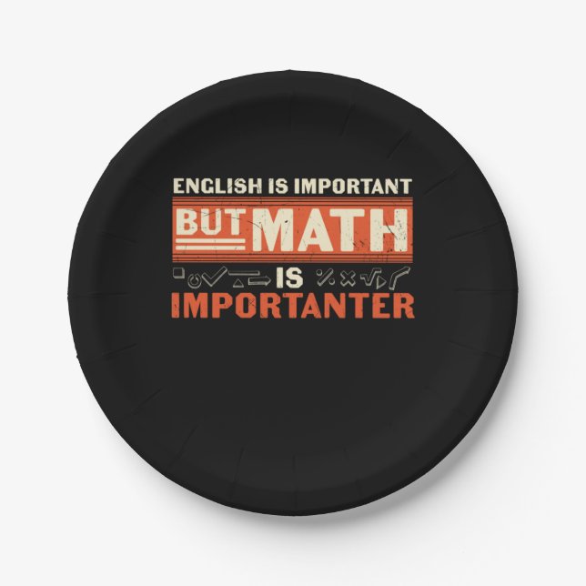 Math Teacher Math Is Importanter Paper Plate (Front)