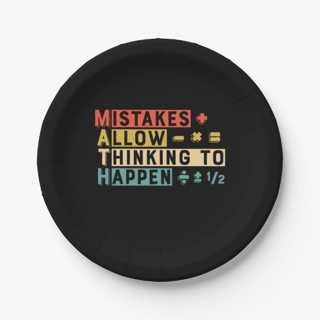 Math Teacher Math Thinking To Happen Paper Plate (Front)