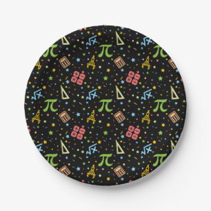 Math Teacher - Mathematics Symbols Pattern Paper Plate
