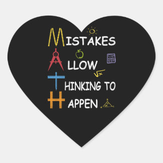 Math Teacher Mistakes Allow Thinking To Happen Heart Sticker