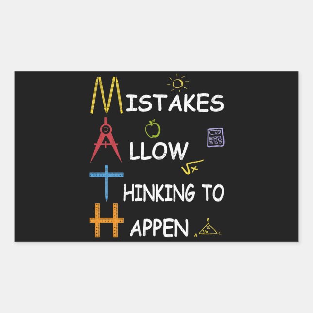 Math Teacher Mistakes Allow Thinking To Happen Sticker (Front)