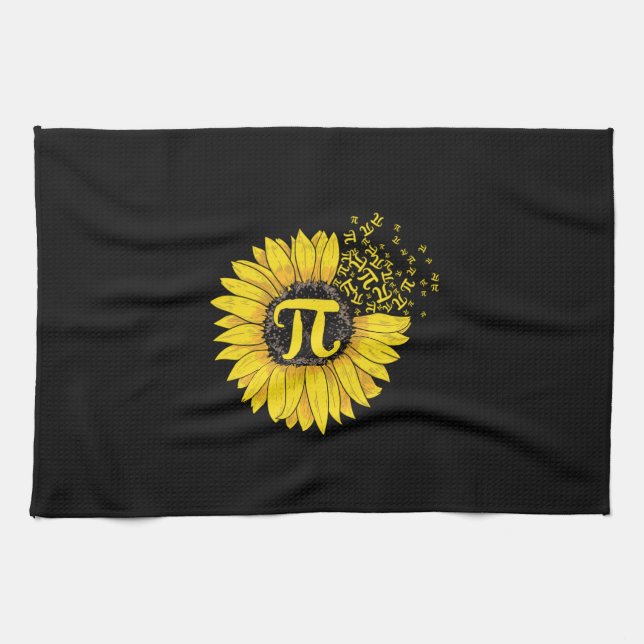 Math Teacher Pi Number Sunflower Kitchen Towel (Horizontal)