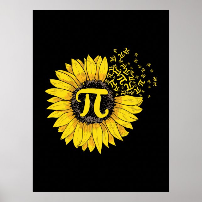 Math Teacher Pi Number Sunflower Poster (Front)